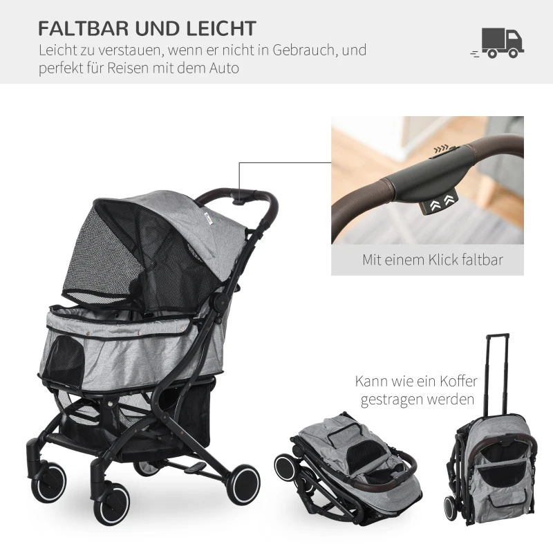 Wózek dla psa wózek dla psów wózek dla kotów z torbą na zakupu składany aluminium szary