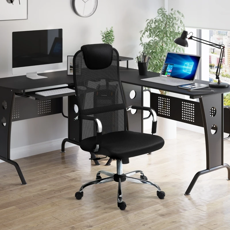 Krzesło biurowe z funkcją kołysania regulacja wysokości pięcioramienne nogi nylon stal siatka