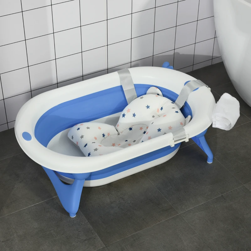 HOMCOM Foldable Portable Baby Bath Tub w/ Temperature-Induced Water Plug for 0-3 years