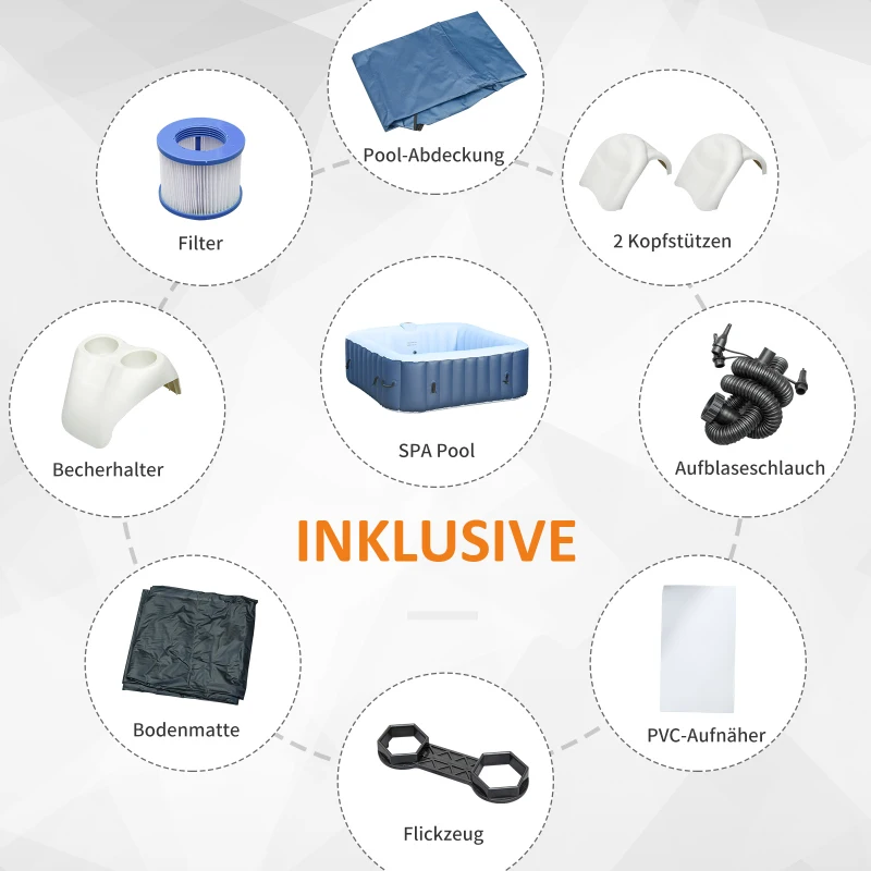 Wanna z hydromasażem dla 2-4 osób nadmuchiwana funkcja podgrzewania Jacuzzi SPA 910 l z pokrywą