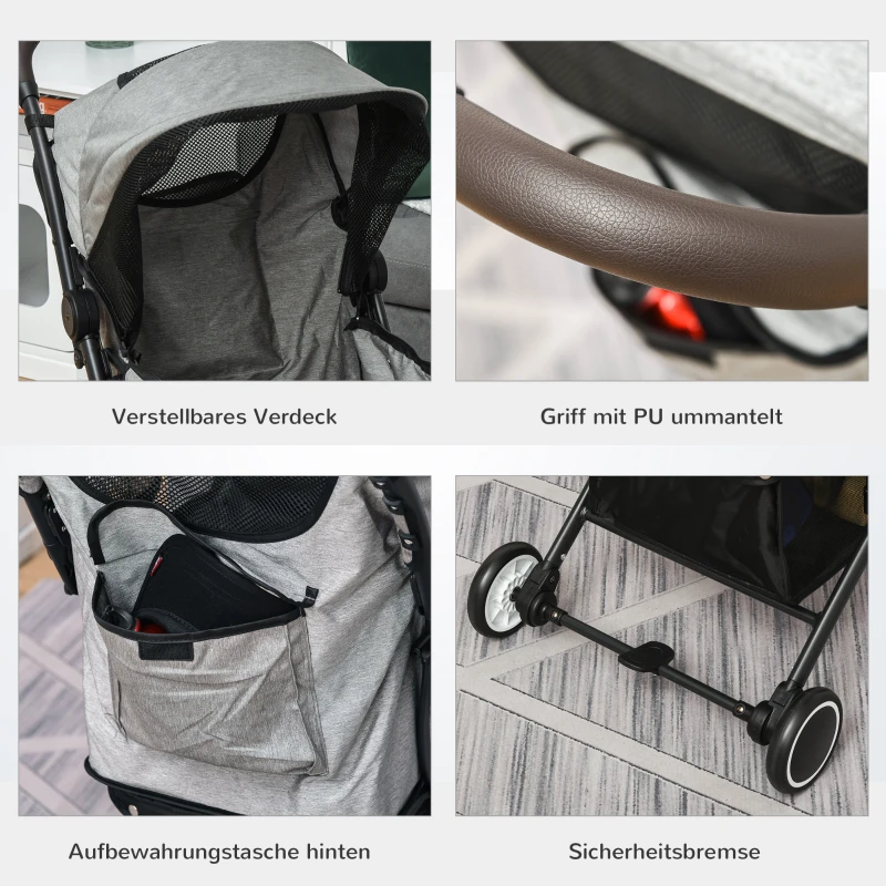 Wózek dla psa wózek dla psów wózek dla kotów z torbą na zakupu składany aluminium szary