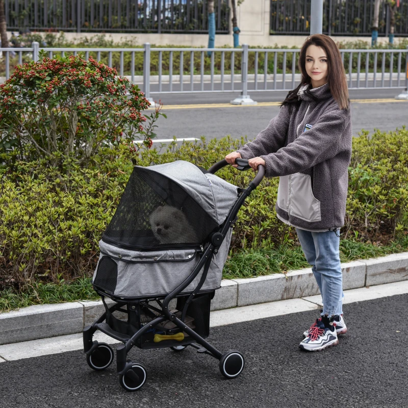 Wózek dla psa wózek dla psów wózek dla kotów z torbą na zakupu składany aluminium szary