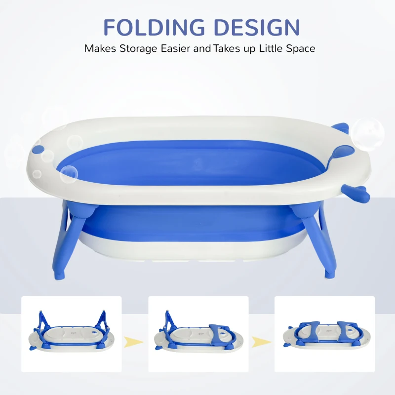HOMCOM Foldable Portable Baby Bath Tub w/ Temperature-Induced Water Plug for 0-3 years