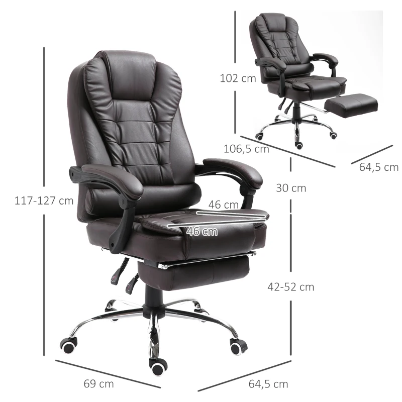 Ergonomiczne krzesło biurowe fotel gamingowy regulowane podłokietniki pianka PU brązowy