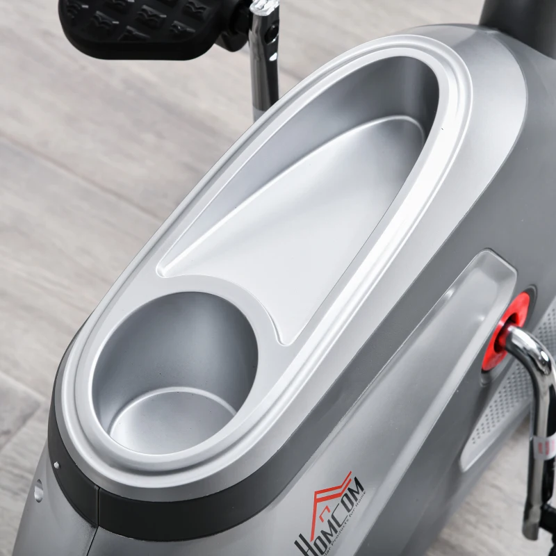 HOMCOM hometrainer fietstrainer vliegwiel hometrainer met 8 niveaus verstelbare magnetische weerstand verstelbare lengte magnetische weerstand wielen metaal ABS grijs + zilver 136 l x 62,5 b x 38 h cm