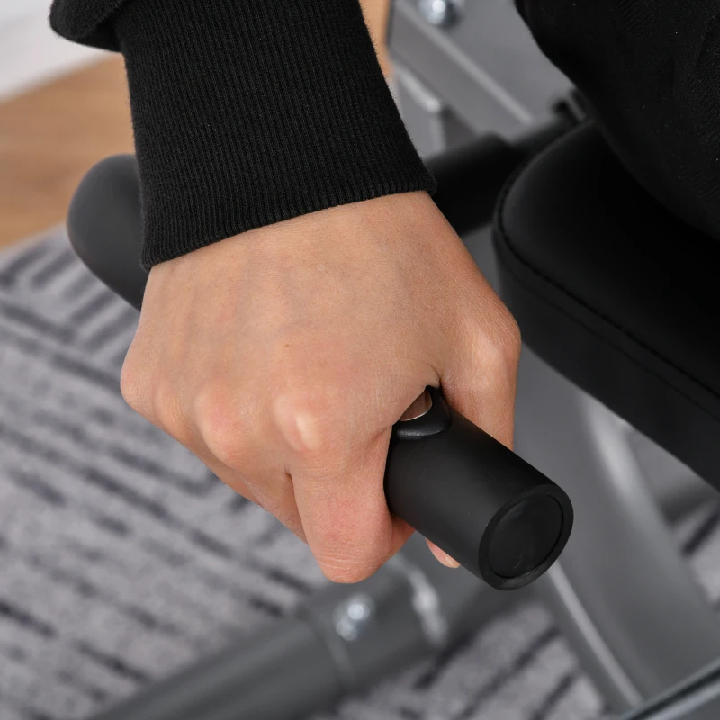 HOMCOM hometrainer fietstrainer vliegwiel hometrainer met 8 niveaus verstelbare magnetische weerstand verstelbare lengte magnetische weerstand wielen metaal ABS grijs + zilver 136 l x 62,5 b x 38 h cm