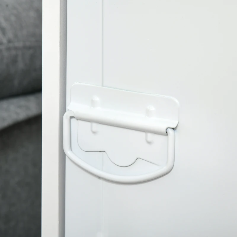 HOMCOM Rolling Storage Cabinet File Cabinet With Adjustable Shelf, Metal Door White