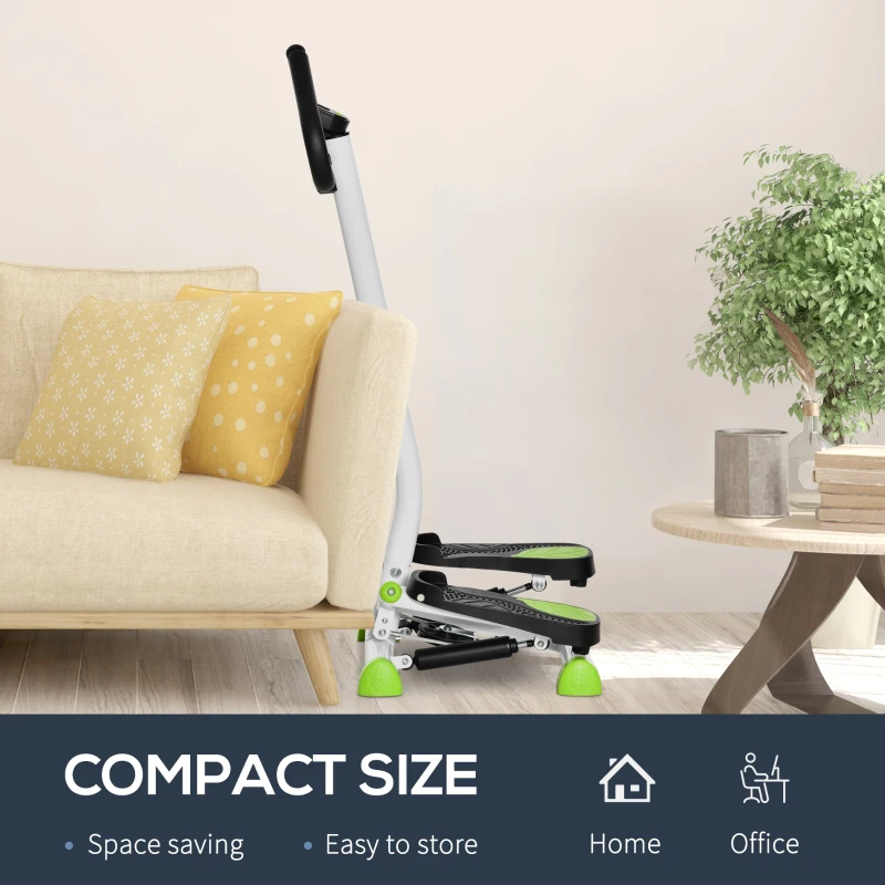 HOMCOM Twister Stepper, Step Machine Aerobic Exercise Workout Machine with Adjustable Resistance, LCD Screen & Handlebars, White