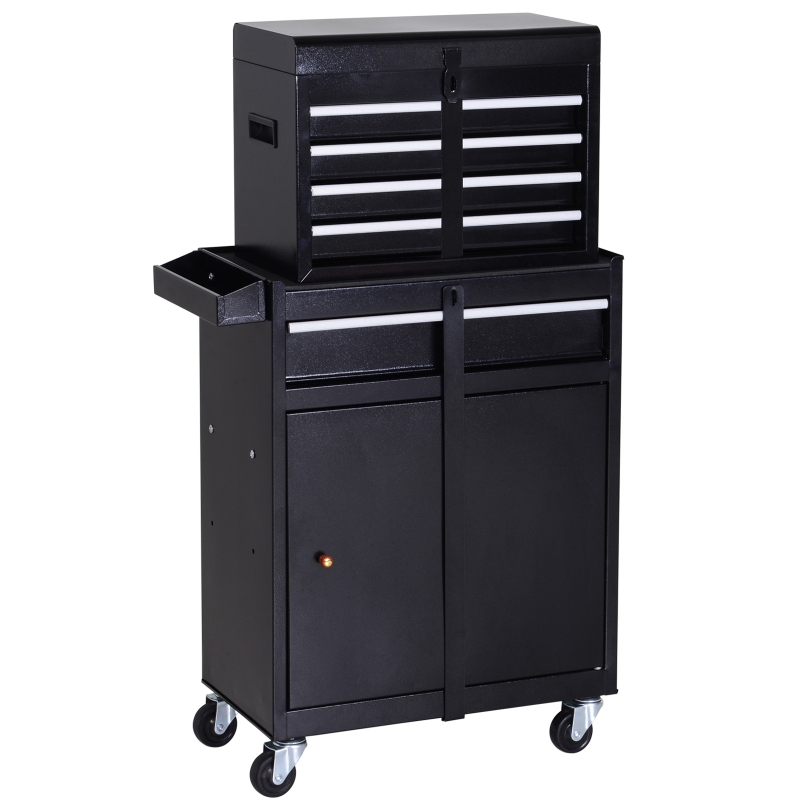 DURHAND Steel 4-Drawer Duo-Door Rolling Tool Cabinet Black
