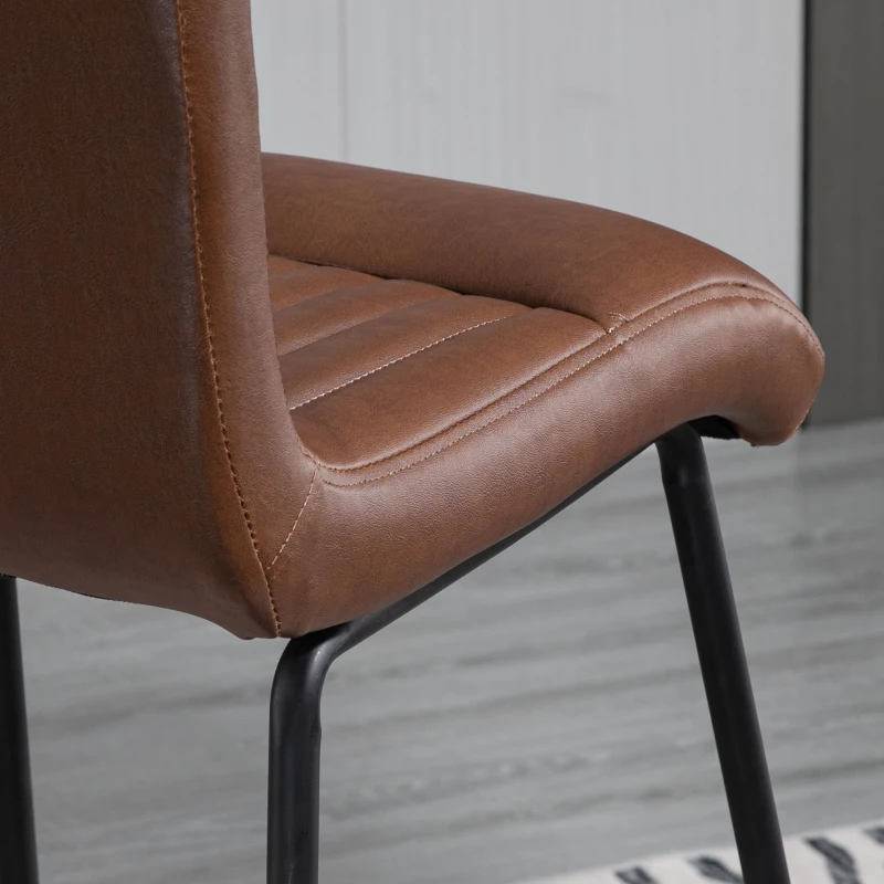 HOMCOM barkruk barstoelen met rugleuning eetkamerstoelen PU kunstleer foam metaal bruin + zwart 54 x 57 x 112 cm