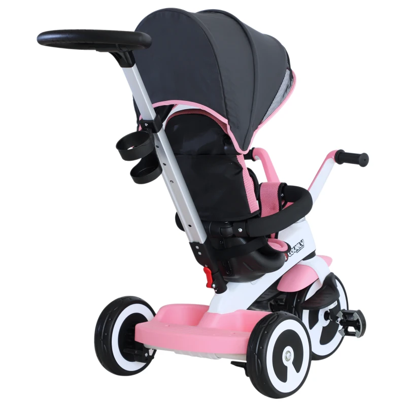HOMCOM Baby Tricycle Children's Trike 4 In 1 Stroller Canopy 3 Wheels
