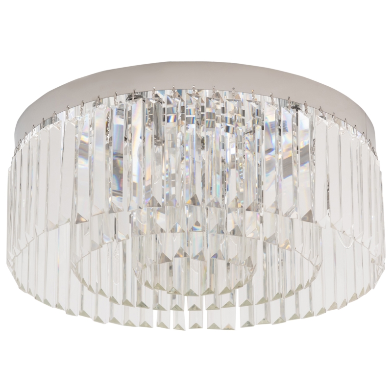 HOMCOM Crystal Ceiling Light Modern Chandeliers w/ Stainless Steel