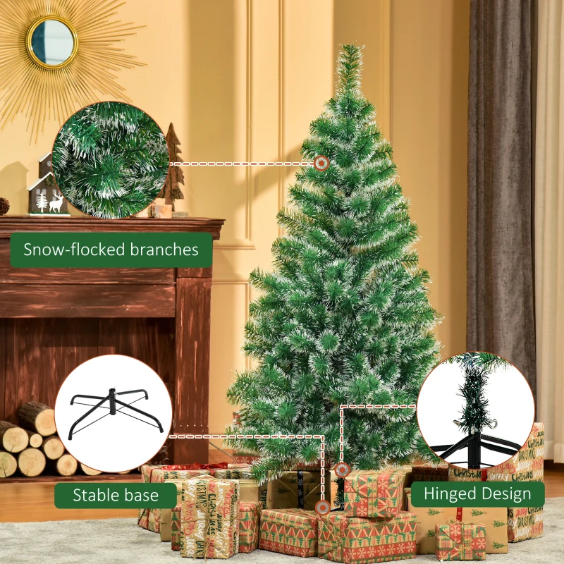 HOMCOM Artificial Christmas Tree Indoor Christmas Tree Artificial Decoration Xmas Gift with Metal Stand 416 Tips 1.5M - Green