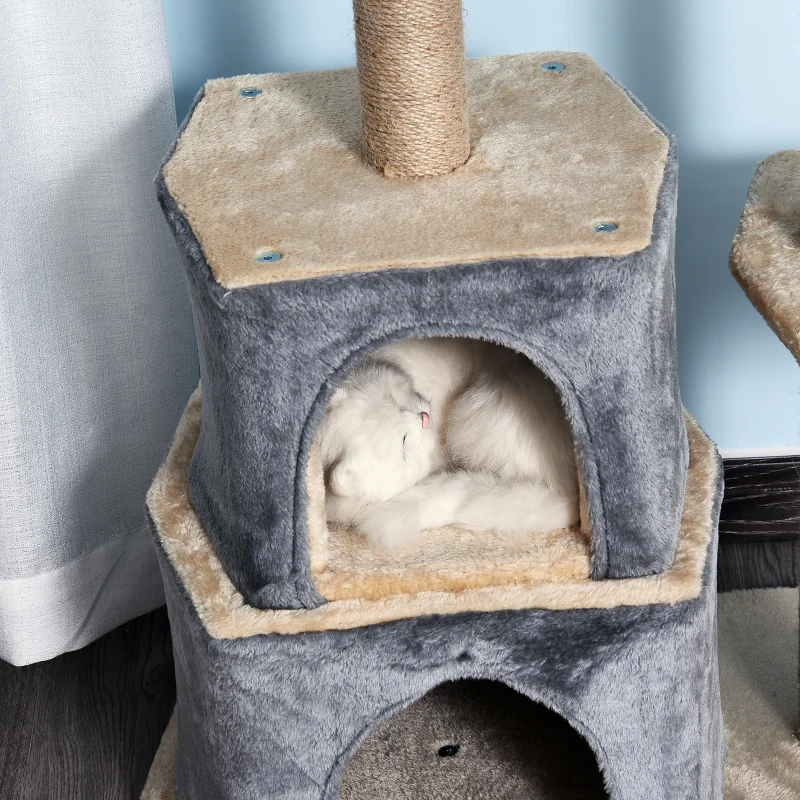 PawHut 92cm Cat Tree Scratching Post for Kitty Grey