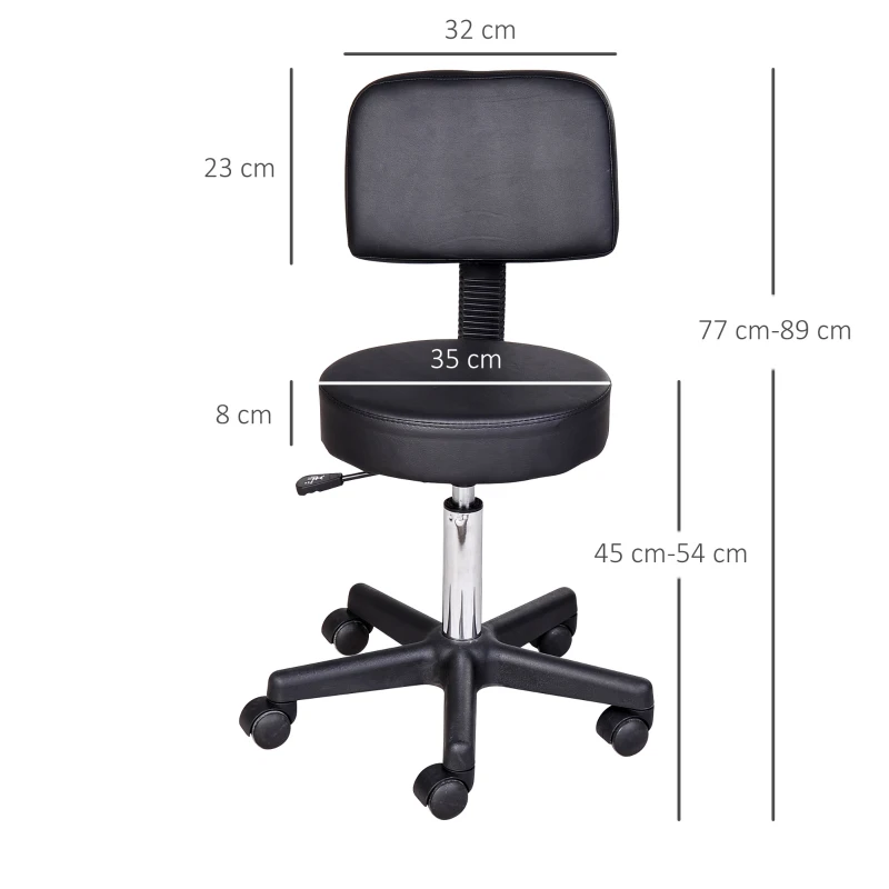 HOMCOM Massage Beauty Salon Spa Chair Stool Swivel Gas Lift Manicure Tattoo Stools Chair Black