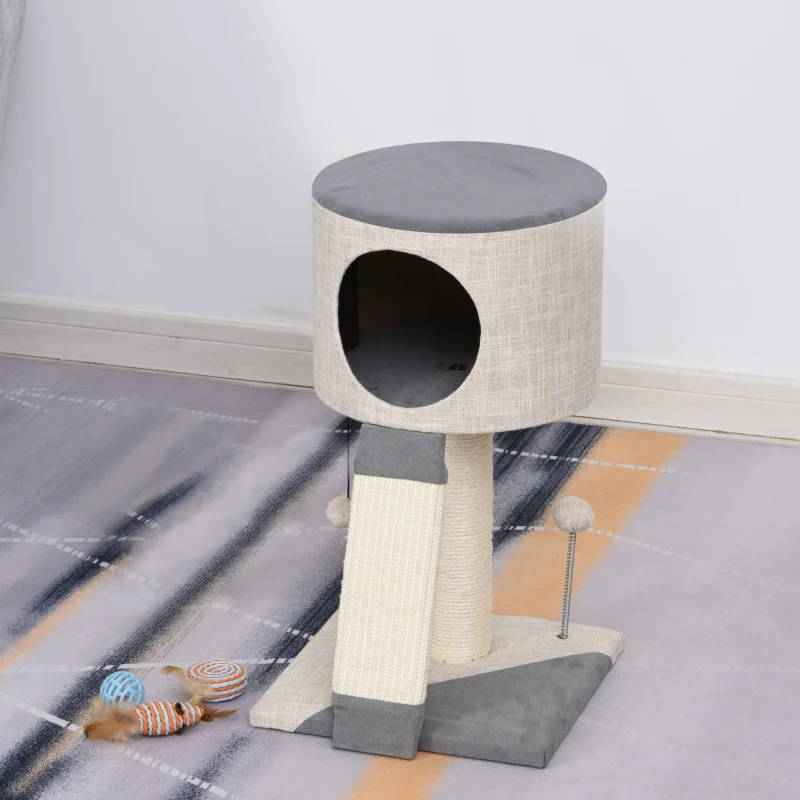 PawHut Cat Tree Tower Activity Center w/ Sisal & Funny Ball Condo