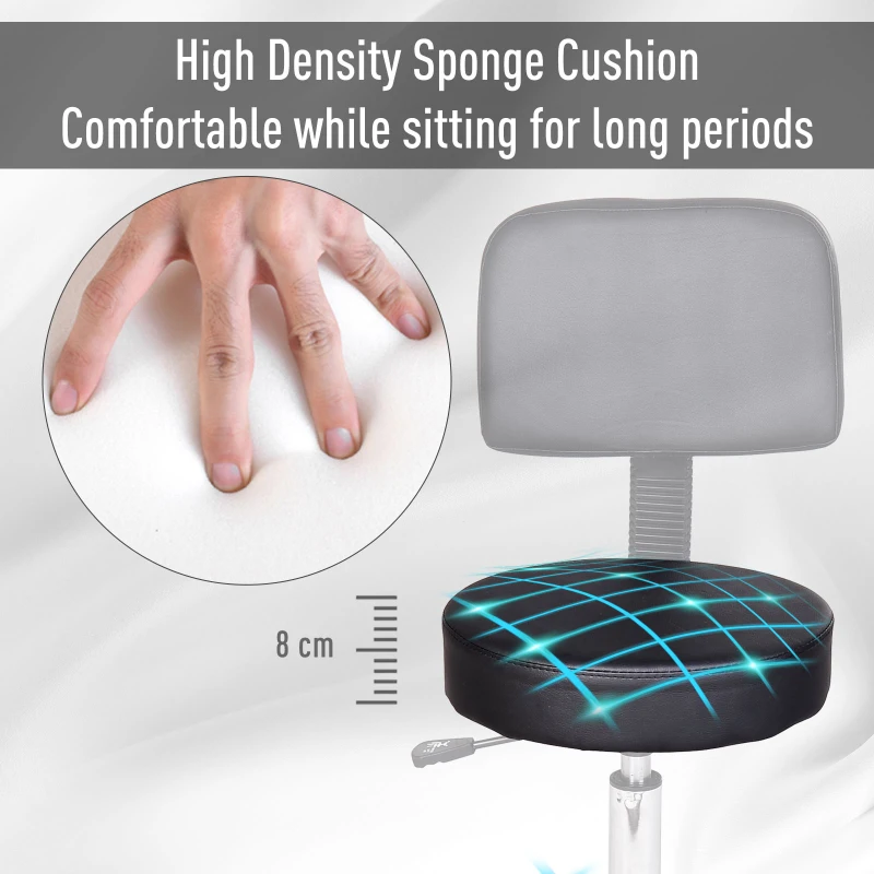 HOMCOM Massage Beauty Salon Spa Chair Stool Swivel Gas Lift Manicure Tattoo Stools Chair Black