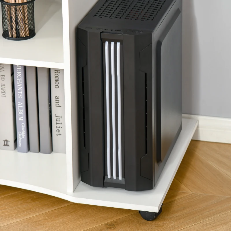 HOMCOM computertafel met wielen plank mobiel bureau Kantoortafel PC-tafel moderne eenvoudige stijl spaanplaat wit 80 x 50 x 75 cm