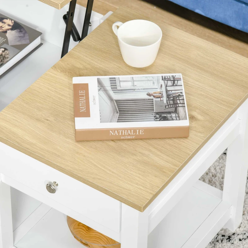 Stolik kawowy stolik z szufladami ładny design MDF kolor biały + dąb