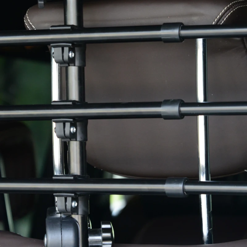 PawHut Reja de Seguridad de Coche para Perros Ajustable en Ancho y Altura 85-140x30-50 cm Rejilla Separadora para Maletero de Coche Universal de Metal para Mascotas Negro