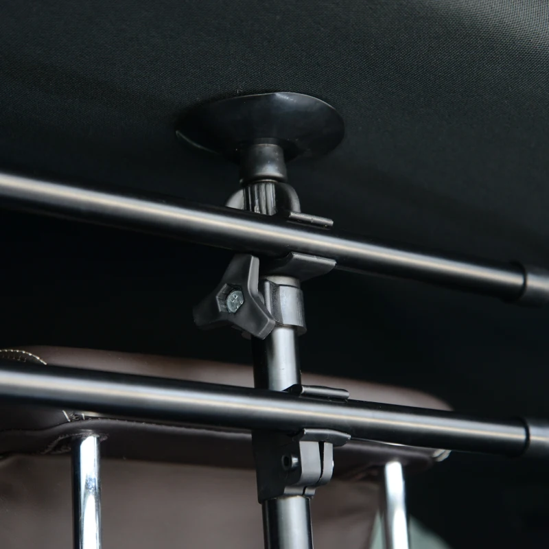 PawHut Reja de Seguridad de Coche para Perros Ajustable en Ancho y Altura 85-140x30-50 cm Rejilla Separadora para Maletero de Coche Universal de Metal para Mascotas Negro