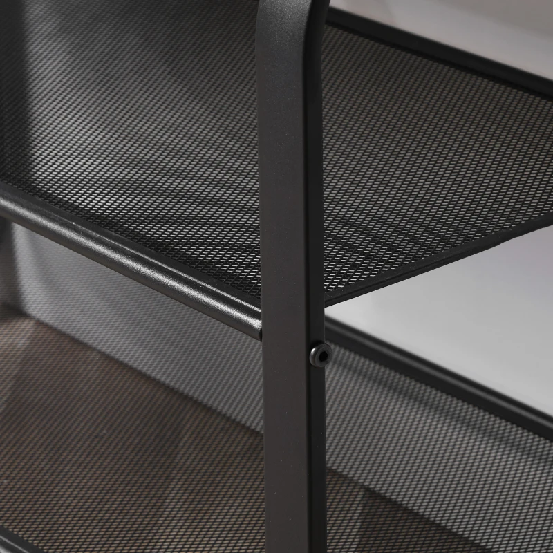 HOMCOM Zapatero Multiusos con 3 Estantes Zapatero de Almacenamiento para 6-9 Pares de Zapatos Mueble con Estructura Metálica para Entrada Recibidor Pasillo 66x30x47,5 cm Roble y Negro