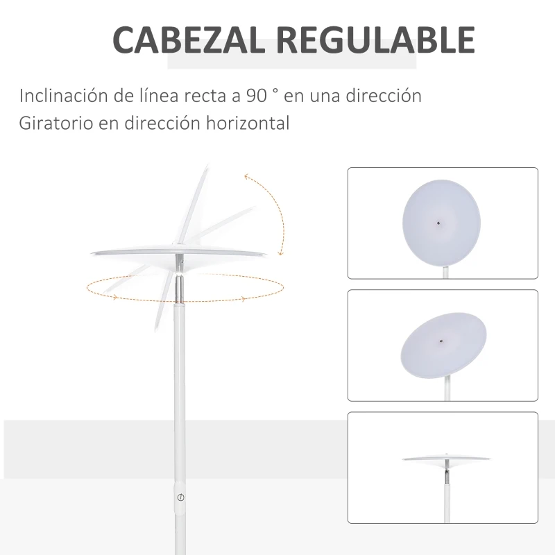 HOMCOM Lámpara de Pie LED 18 W/1800 lm con 3 Color Temperatura Cabezal Giratorio y Base de Metal Lámpara de Lectura Moderna para Salón Dormitorio Ø28x171,5 cm Blanco