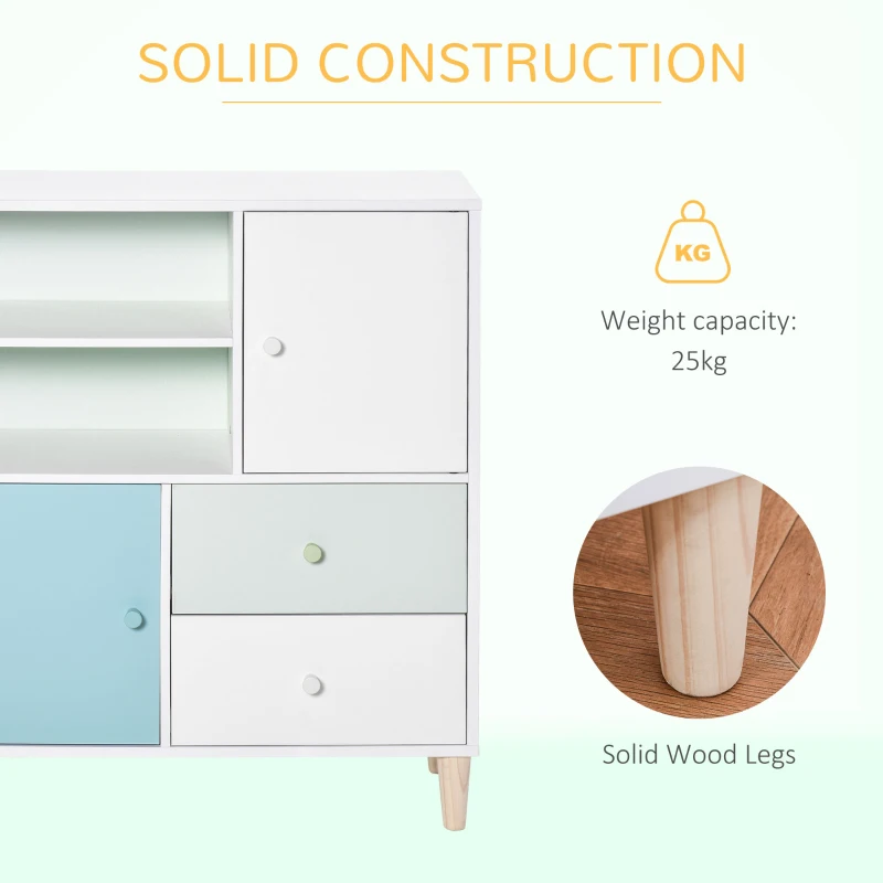 HOMCOM Kids Bookcase Multi-Shelf Modern Freestanding Cabinet of Drawer Book Magazine Organizer Study Bedroom 80 x 30 x 85cm Blue