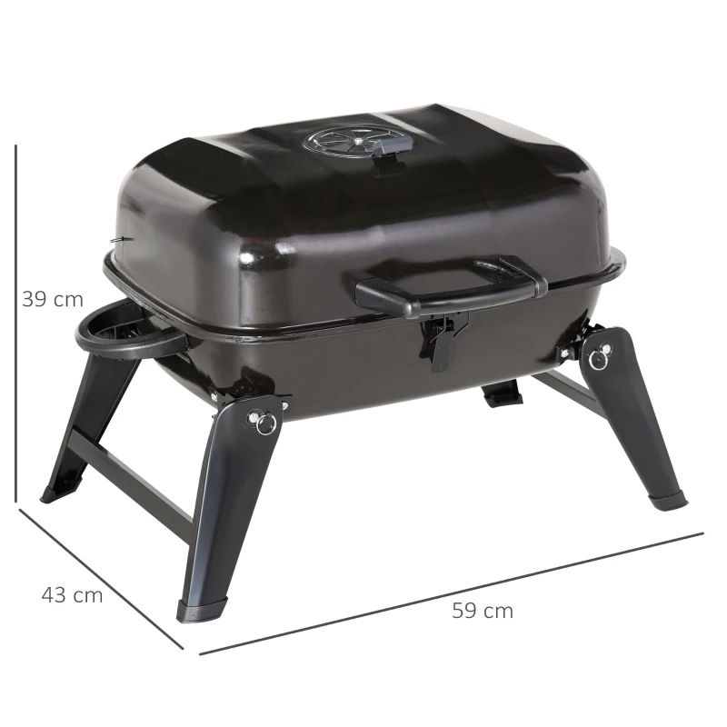 Outsunny  Portable Charcoal  Barbecue BBQ Grill Compact Fodling Camping Picnic Garden Party Festival Cooker Table Top with Chrome Grid