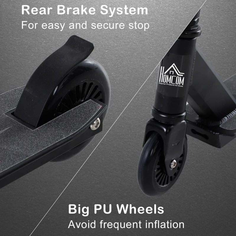 HOMCOM Stunt Scooters for Beginners Trick Stunt Scooter with Stable Performance Freestyle Kick Scooter for Teenagers 14 Years and Up Black