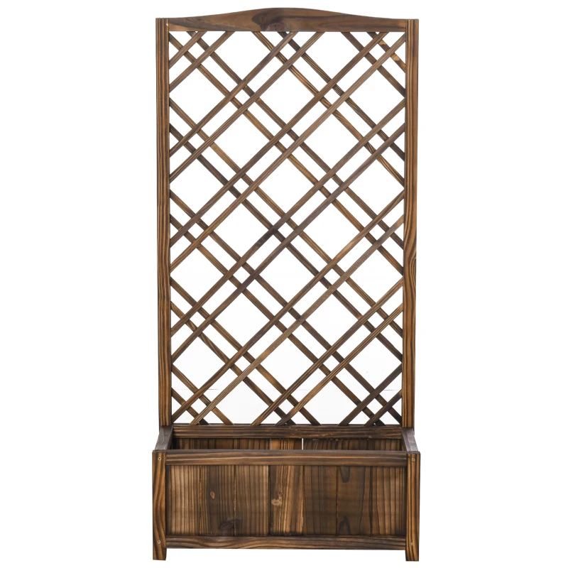 Outsunny 60x30x123cm Raised Bed with Trellis Standing Lattice Panels for Plants,Flowers or Vine Garden Outdoor Indoor, 60x30x122.5cm, Brown