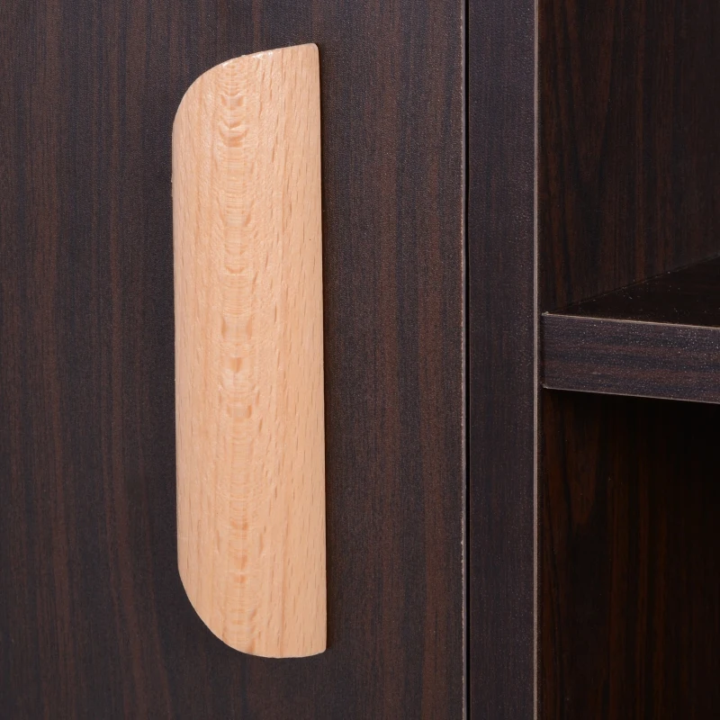 HOMCOM Sideboard Bookshelf Free Standing Bookcase Shelves Unit Display Storage Cabinet Wooden Leg w/ Two Doors Walnut