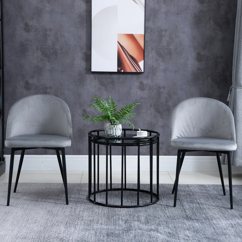 HOMCOM Dining Chairs Set of 2 Contemporary Design for Office Dining Kitchen w/Soft Fabric Seat and Back Living Room - Grey