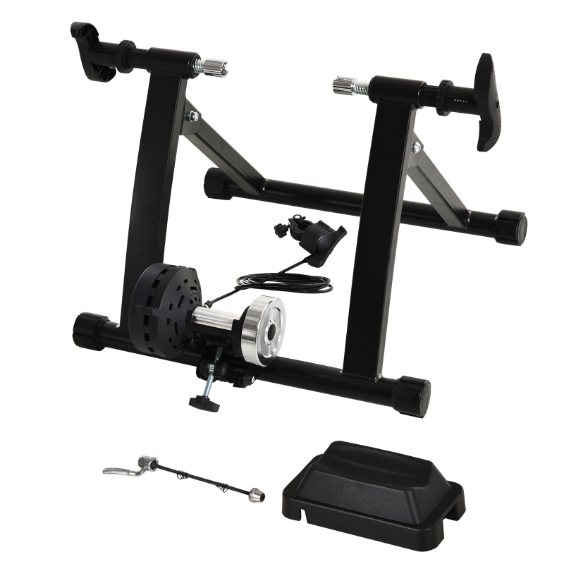 HOMCOM Indoor Bicycle Exercise Trainer w/ Bar Remote Control & Near-Universal Fit Black