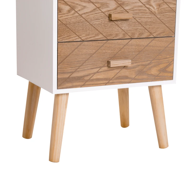 HOMCOM 4 Drawers Bedside Cabinet Wooden Table Storage Chest Organiser Night Stand Scandinavian Nordic Style Home Furniture