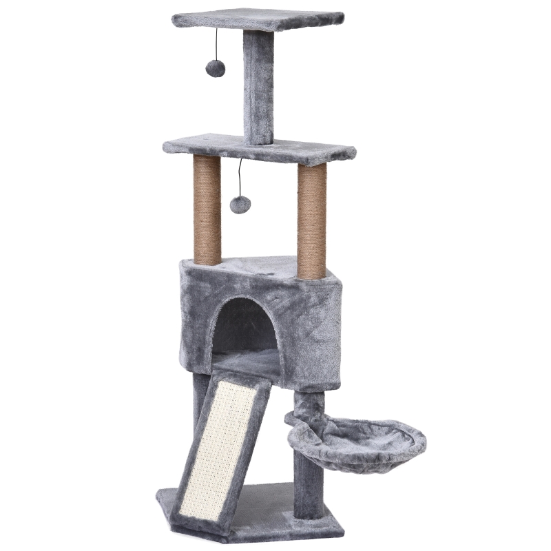PawHut 120cm Mult-level Cat Tree Scratcher Kittiy Condo Activity Center with Perches, Jumping Platforms,Ladder, Hanging Toy