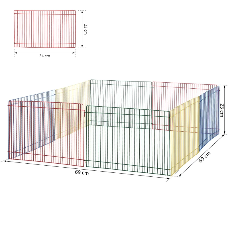 PawHut Foldable Metal Small Animal Playpen Octagon Mice Crate Kennel