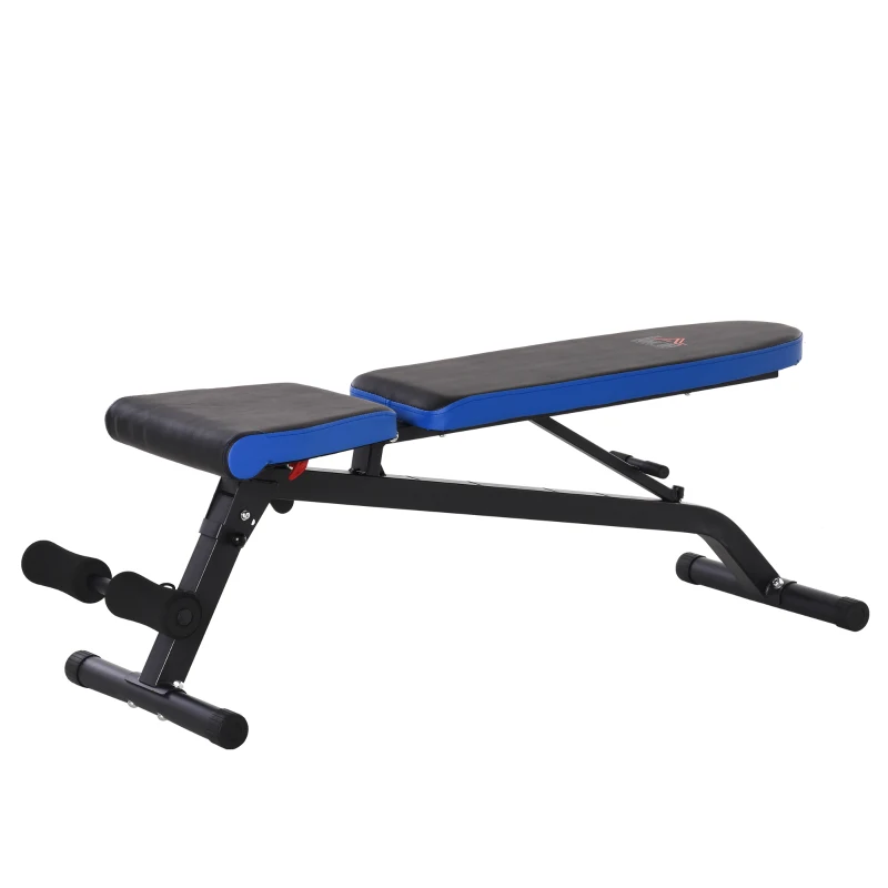 HOMCOM Multifunctional Sit-Up Dumbbell Bench Adjustable Backpad & Seat Foldable Design Exercise Machine for Home, Office, Gym, Blue