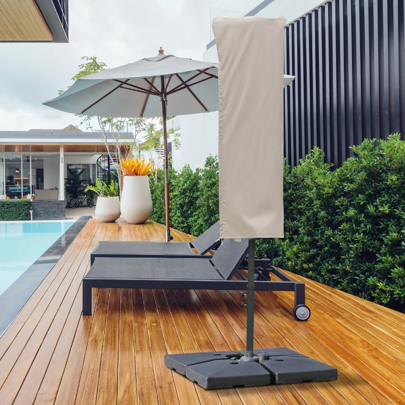 Outsunny Cantilever Umbrella Cover Outdoor Parasol Protector Weatherproof Garden Patio with Rod, Zipper - Khaki