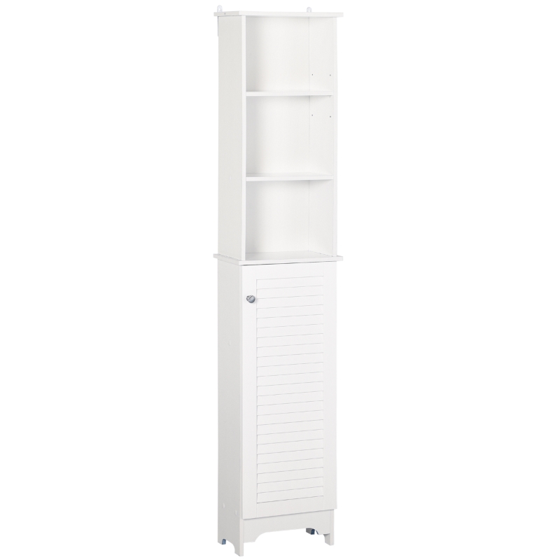 HOMCOM Freestanding Bathroom Storage Cabinet w/ 6 Shelves Cupboard Tower Organisation Home Bathroom Furniture 34L x 20W x 165H cm White