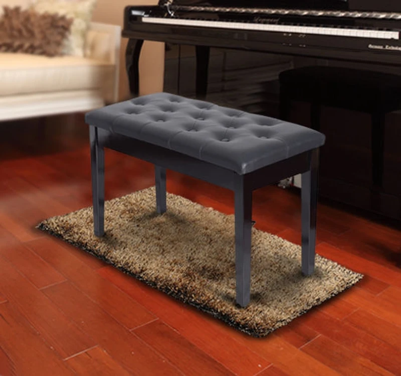 HOMCOM Faux Leather Piano Stool Makeup Dressing Stool Bench Dressing Table Seat with Storage 76x36x50cm,Black