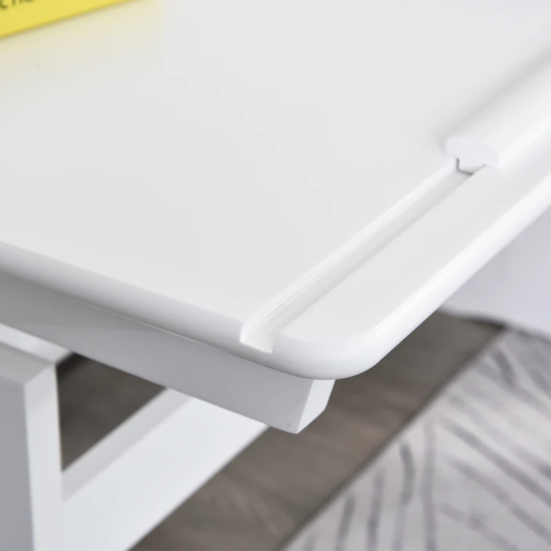 HOMCOM Adjustable Height Study Desk for Students Computer Desk, Home Learning Center Desk with Tilting Desktop and Storage Drawer, White