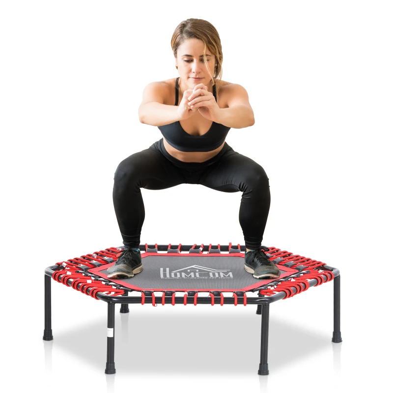 HOMCOM 40" Hexagon Trampoline Indoor Outdoor Metal Bouncer Jumper Adult Home Gym Fitness - Red