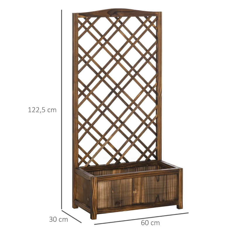 Outsunny 60x30x123cm Raised Bed with Trellis Standing Lattice Panels for Plants,Flowers or Vine Garden Outdoor Indoor, 60x30x122.5cm, Brown