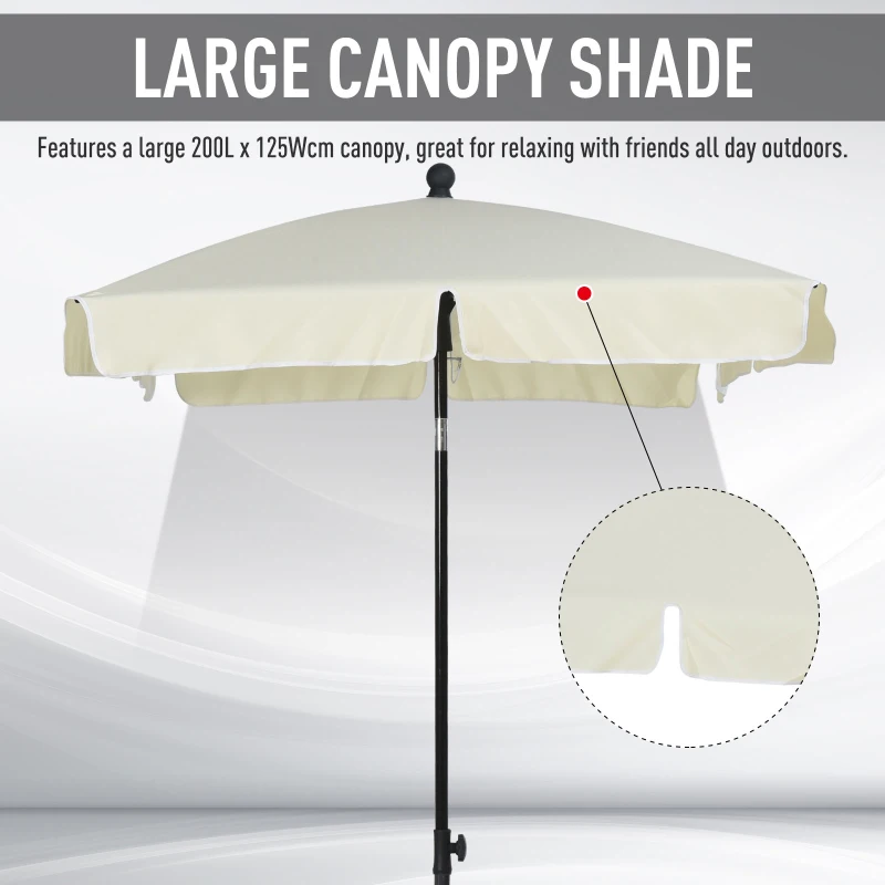 Outsunny Aluminium Sun Umbrella Parasol Patio Garden Rectangular Tilt 2M x 1.25M Off-White