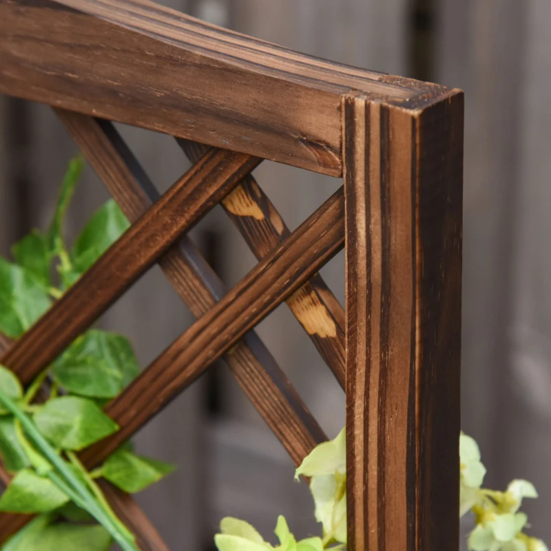 Outsunny 60x30x123cm Raised Bed with Trellis Standing Lattice Panels for Plants,Flowers or Vine Garden Outdoor Indoor, 60x30x122.5cm, Brown