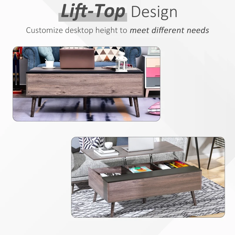 HOMCOM Lift-Top Coffee Table with storage  100x 65 x 39cm Grey