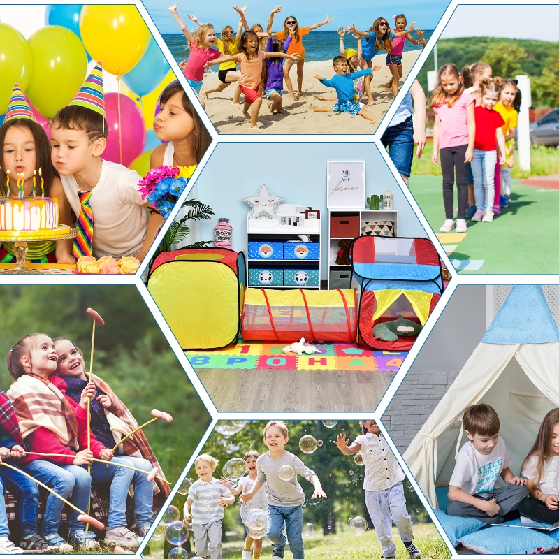 HOMCOM 3 in 1 Pop Up House Tent Play Tunnel Set Toddlers Crawl Tunnel Kids Playhouse Indoor Outdoor Garden Use Multicolor 230 x 70 x 89 cm