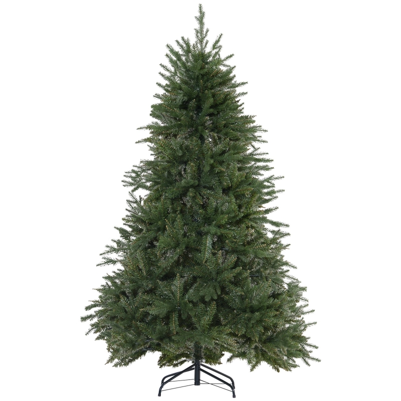 HOMCOM 6ft/180cm Christmas Tree 1492 PVC Tips Artificial Seasonal Festival Decoration Metal Flodable Base Green
