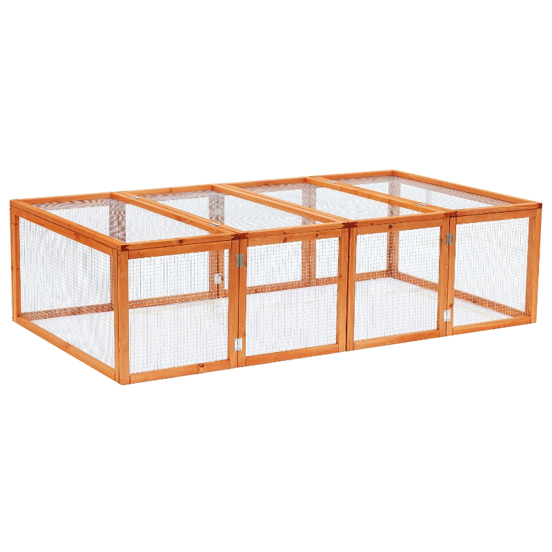 Pawhut 6ft Outdoor Wooden Rabbit Hutch Cage with Wire Mesh Safety Run and Play Space 181 x 100 x 48 cm